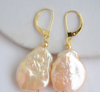 

hot sell new - shitou 00731 pink coin baroque keshi reborn pearl dangle earring