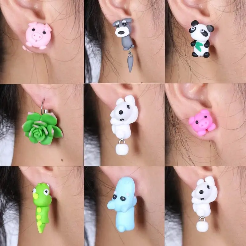 Fashion Handmade Polymer Clay Soft Cute Animal Earrings For Women