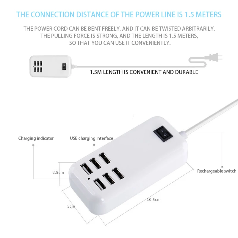 Универсальное 6 портов USB зарядное устройство для iPhone iPad планшет мобильный телефон настольный адаптер питания несколько настенных зарядных устройств ЕС США Великобритания вилка