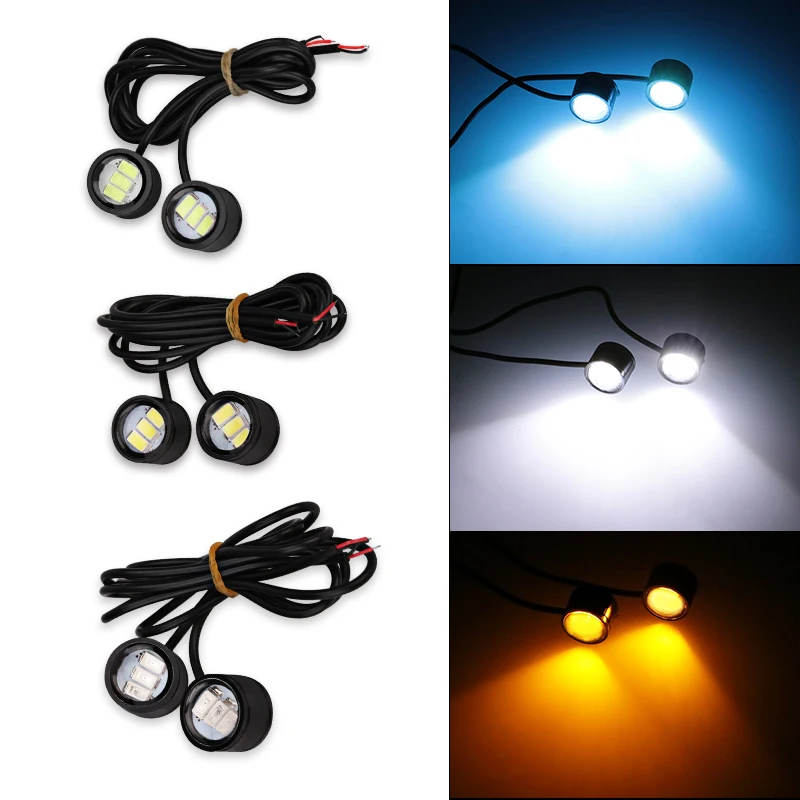 

1 Pair Motorcycle Strobe Light Warning Brake Lamp Decorative White Motorbike Motor 12V Warning Light Spotlights Fish Eye Lens