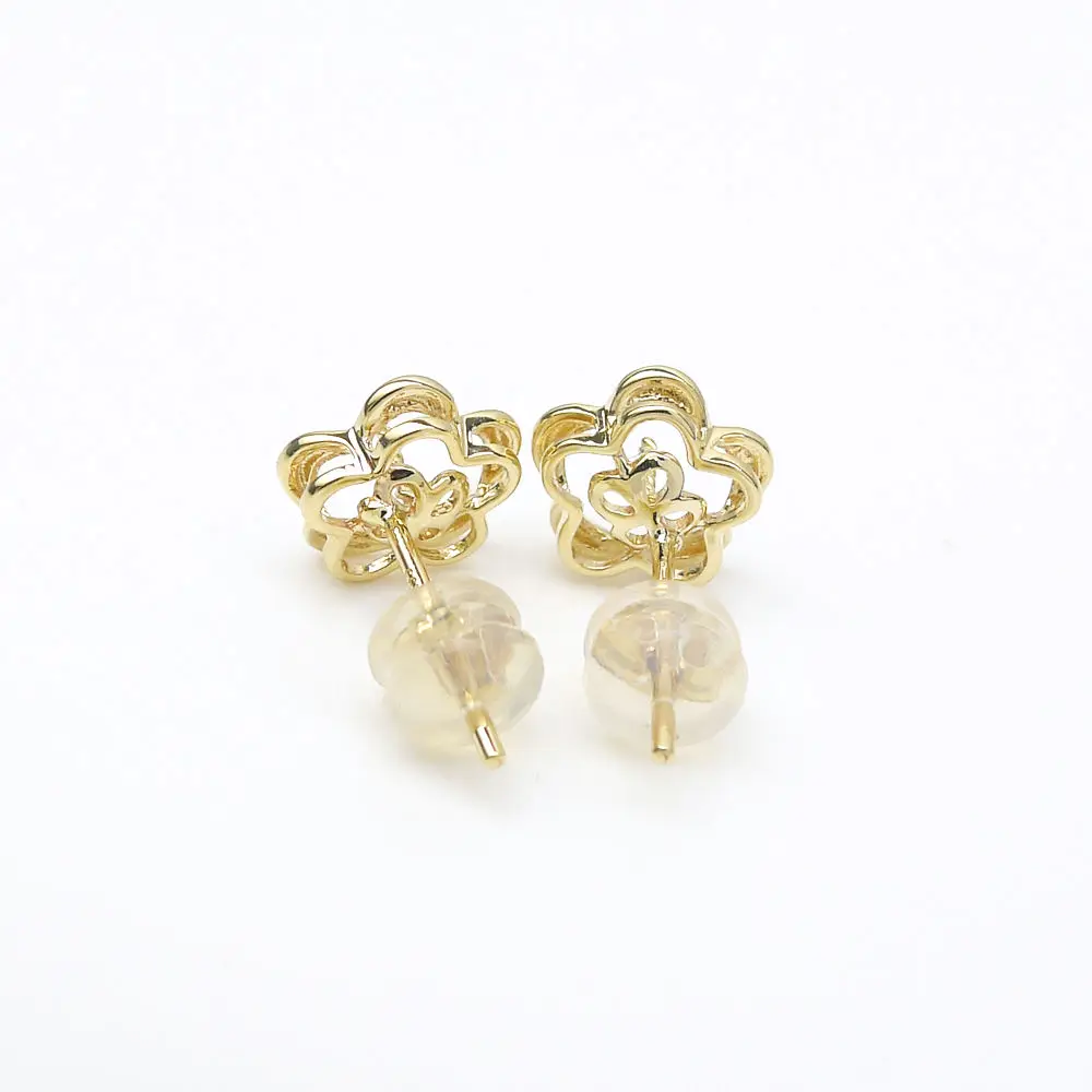 

Free Shipping 14 Solid Yellow Gold Ear Stud Earrings Post Flower Findings Jewelry Accessories