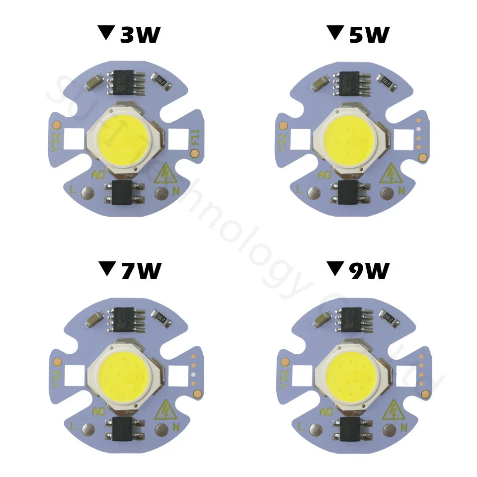 Светодиодный 3 Вт, 5 Вт, 7 Вт, 9 Вт, переменный ток, 220 В, 110 В, светодиодный чип, чистый белый, теплый белый, светодиодный, COB, умный IC драйвер, подходит для DIY, Светодиодный точечный светильник, прожектор, светильник