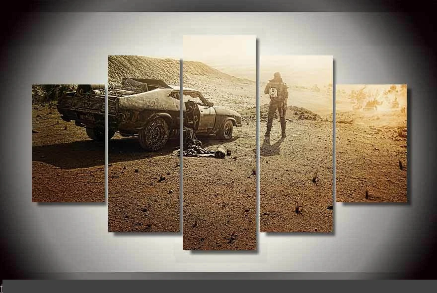 

Art Abstract Indoor Decor 20x35cmx2,20x45cmx2,20x55cm x3Mad Max print poster canvas in 5 pieces x5