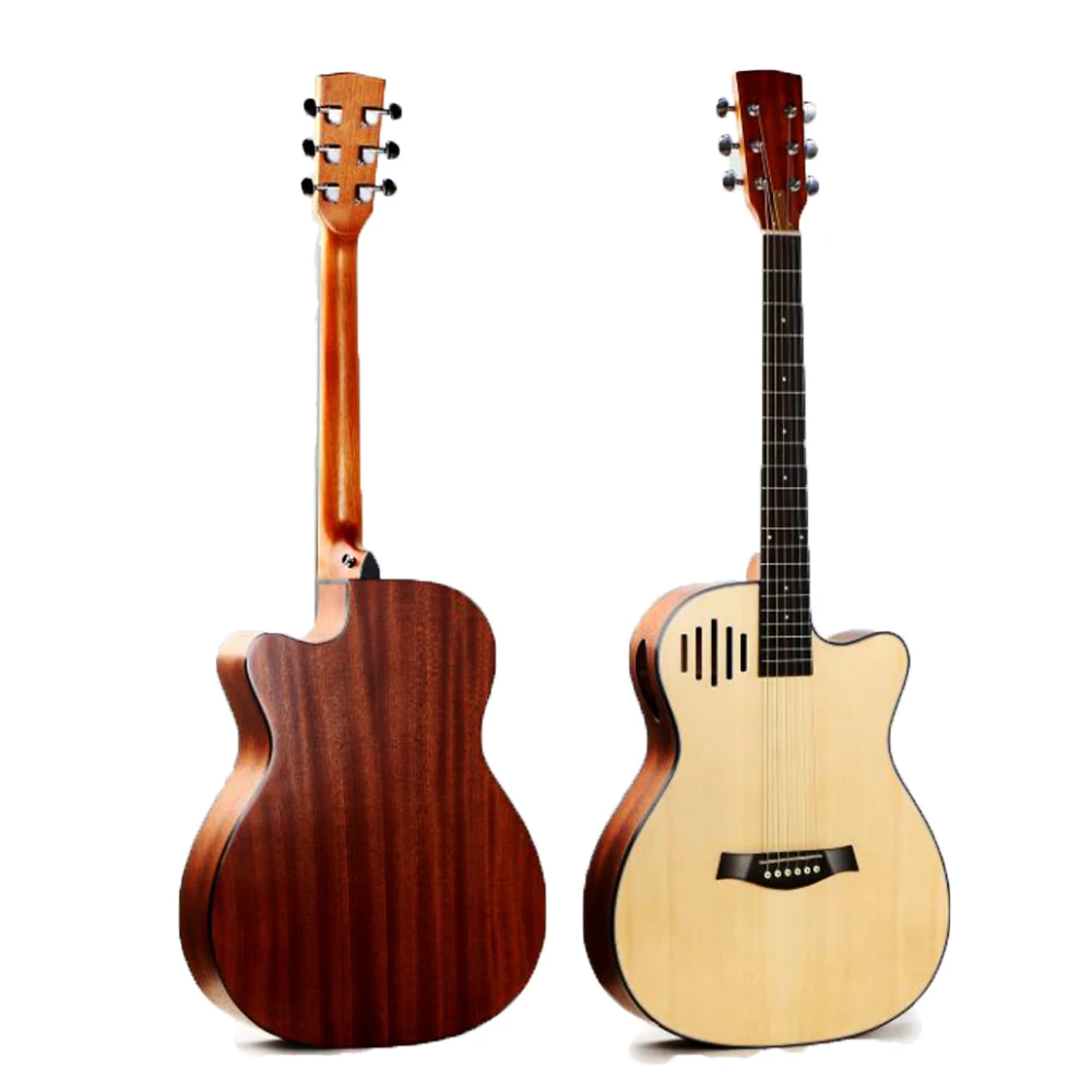 

40" Spruce Acoustic Guitar 6-string Missing Corner Rosewood fingerboard High quality Rectangular Sound Hole Wooden Guitarra HY03