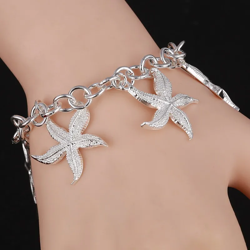 

Free shipping jewelry silver plated bracelet fashion bracelets for women top quality wholesale retail star Bracelet & Bangles