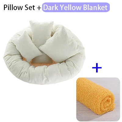 4 шт. Набор подушек для фотосъемки+ 1 шт. одеяло для обертывания новорожденных реквизит для фотосъемки набор одноцветных новорожденных для студийной фотосъемки - Цвет: Dark Yellow