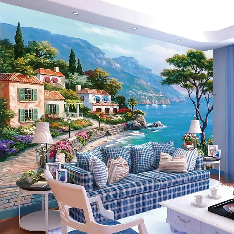 Пользовательские 3D Настенные обои средиземноморская масляная живопись пейзаж обои s домашний Декор Гостиная диван ТВ фон обои