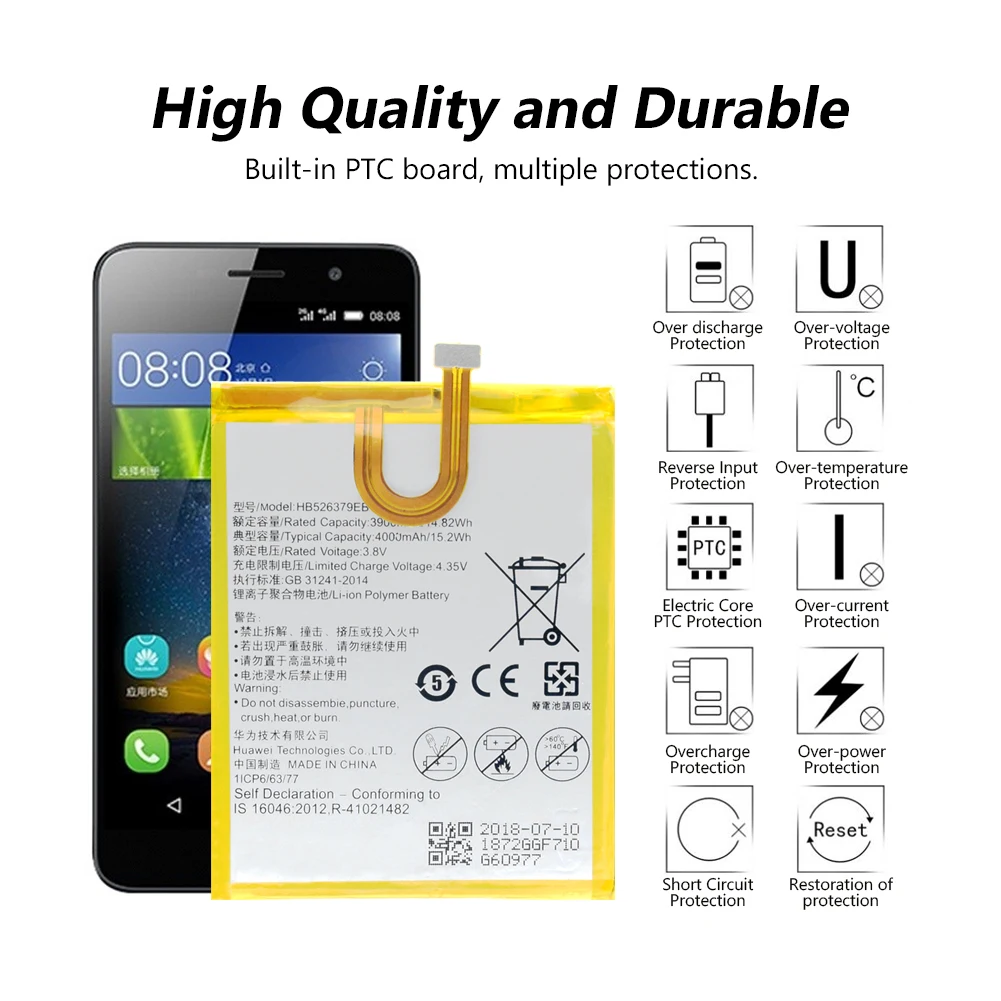 Высококачественный Сменный аккумулятор для телефона HB526379EBC Емкостью 4000 мАч для huawei Honor 4C Pro Y6 Pro Enjoy 5 TIT-L01 TIT-TL00 CL00 Bateria