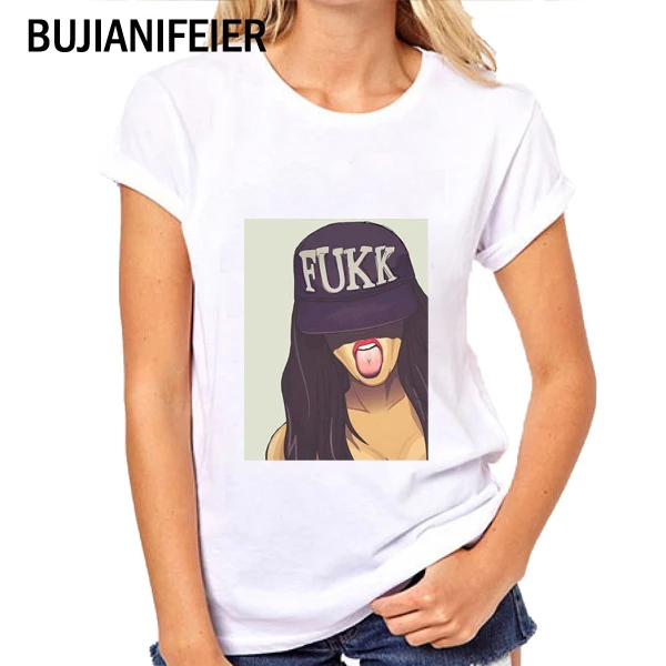 

BUJIANIFEIER NEW FUKK GIRL SUMMER girl wearing a wreath T shirts Short sleeves for women's wear cartoon perfume printed T-shirt