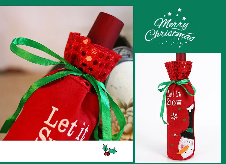 Smiry 1 шт. Санта Снеговик Клаус крышка для бутылки с красным вином сумки милые фланелетт Рождественский подарок держатели обеденный стол украшение Одежда