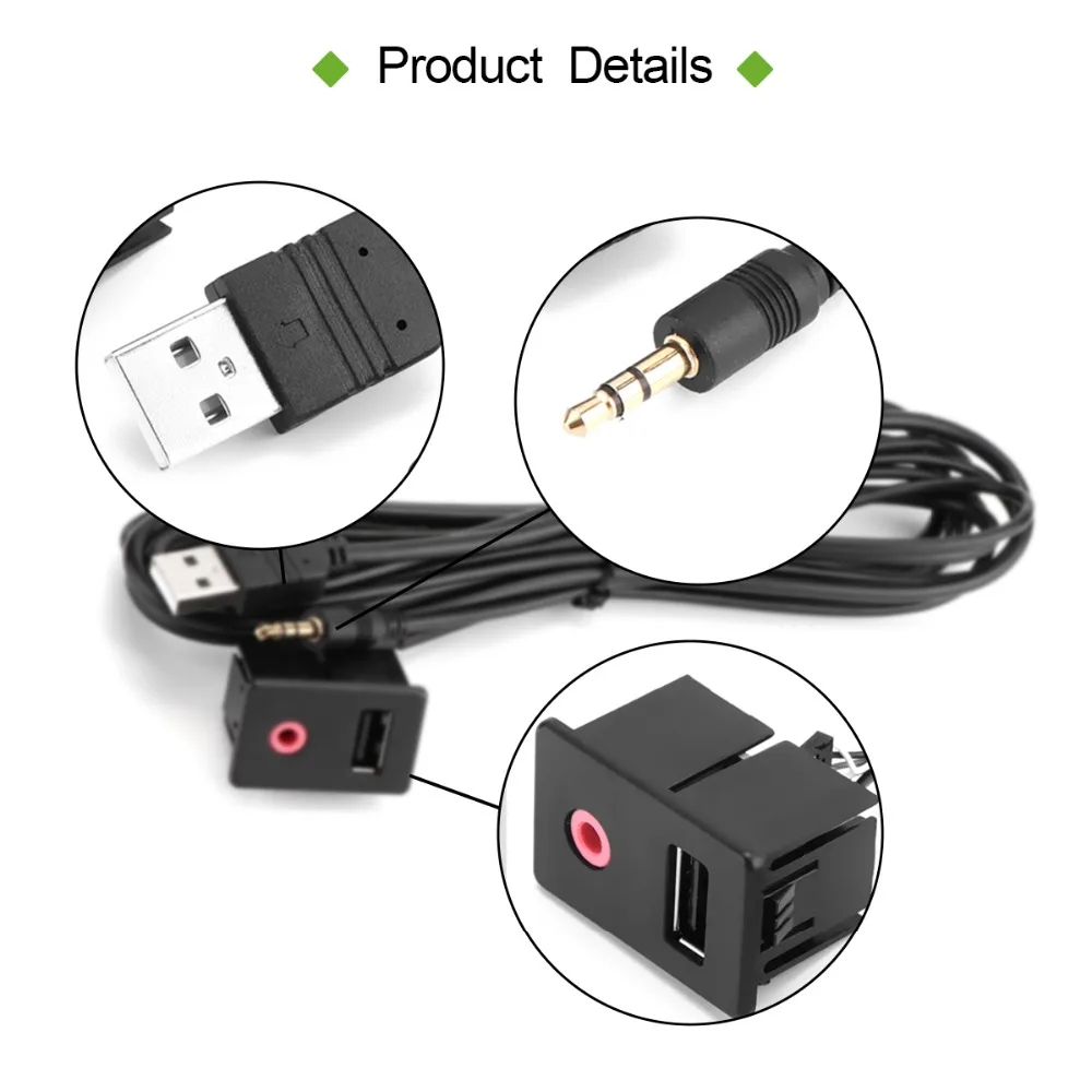 Car USB AUX Headphone Male Jack Flush Mount Mounting Adapter Panel Input Aux Connector Pro 3.5mm