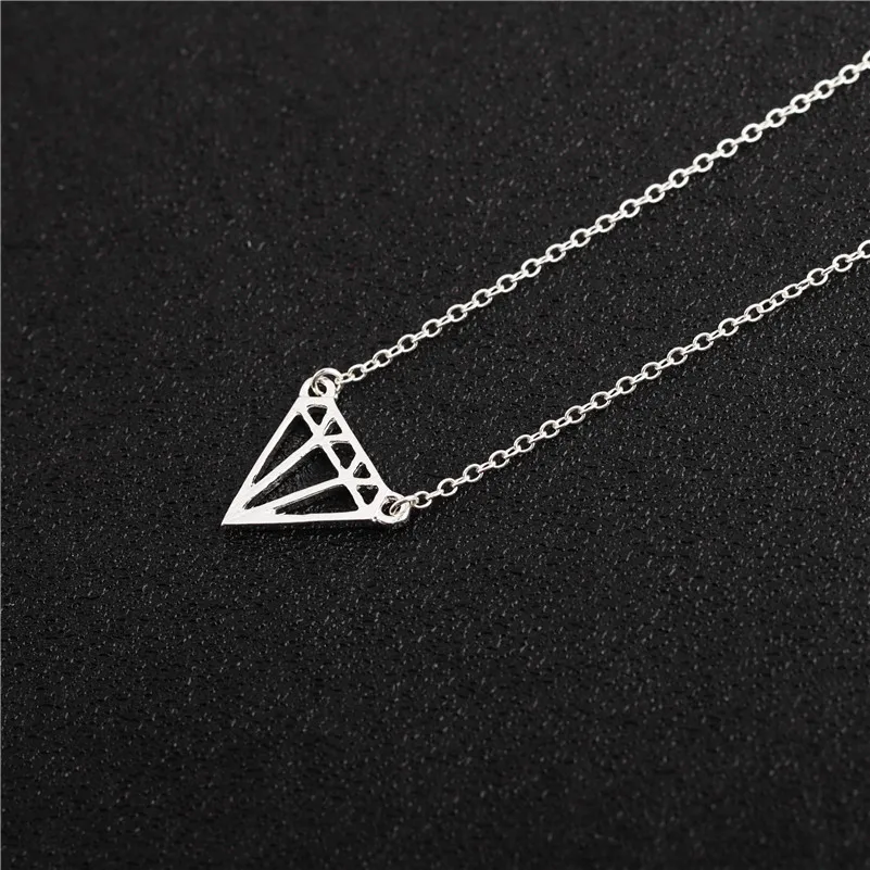 

Flat Triangle Subulate Necklace Simple Line Geometric Polygon Rhombus Cone Layering Triangles Charm Chain Necklaces for Women