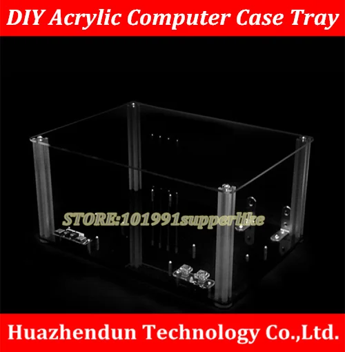 

free DHL EMS 1PCS DIY Transparent acrylic Personal computer chassis Rack Water cooling case for M-ATX ATX E-ATX Mainboard