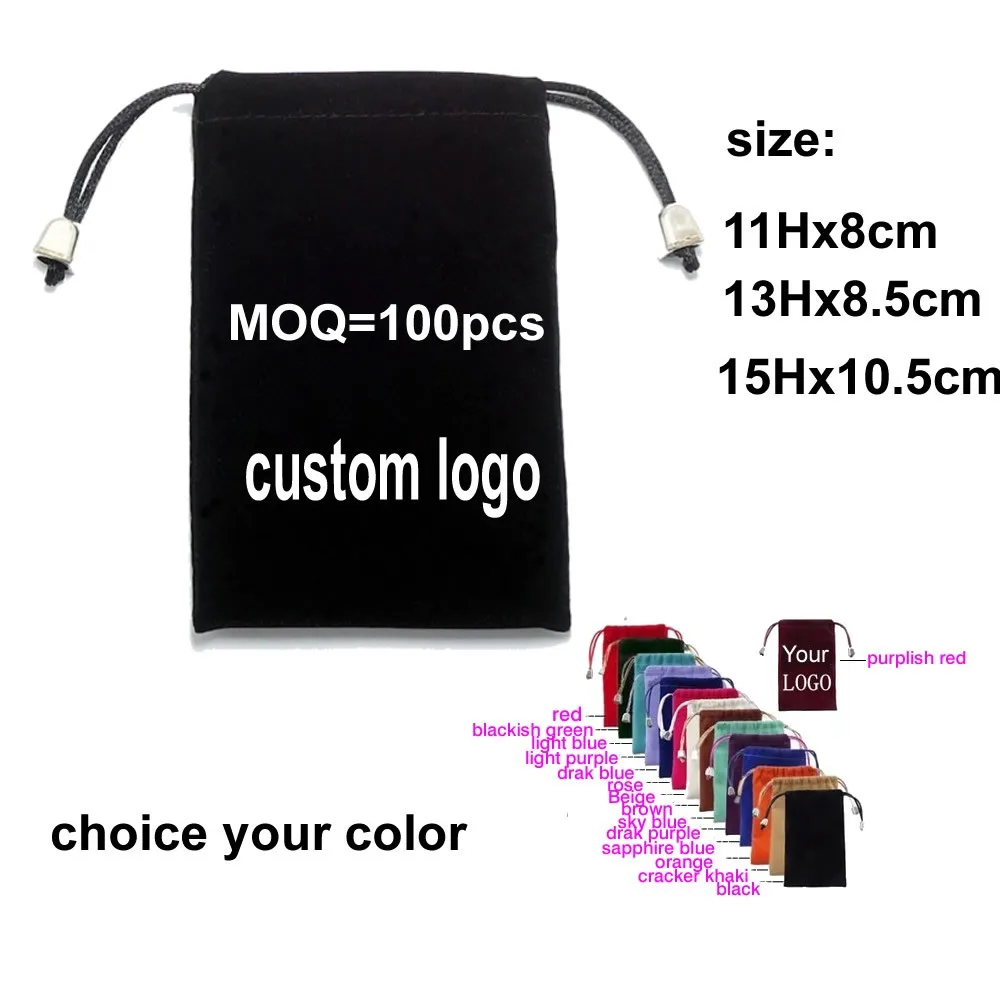 Buy custom printed logo velvet bag/gift drawstring