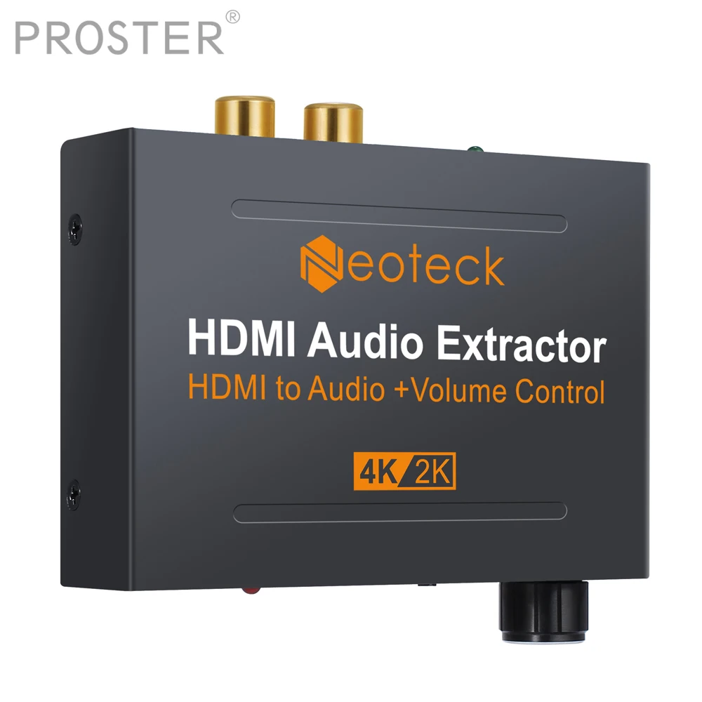 

Proster HDMI Audio Extractor 3.5mm Stereo Audio Extractor Support 4K x 2K Volume Control Decoder Toslink to Analog converter