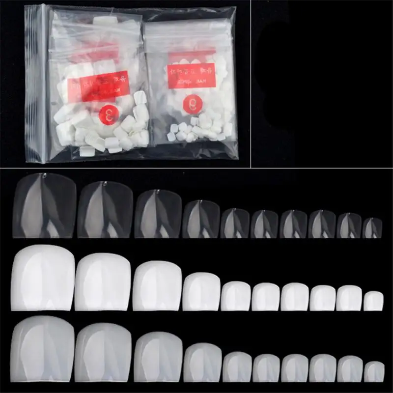 3 Colors 500Pcs Plastic False Fake Artificial Toe Nails Tips For Nail ...
