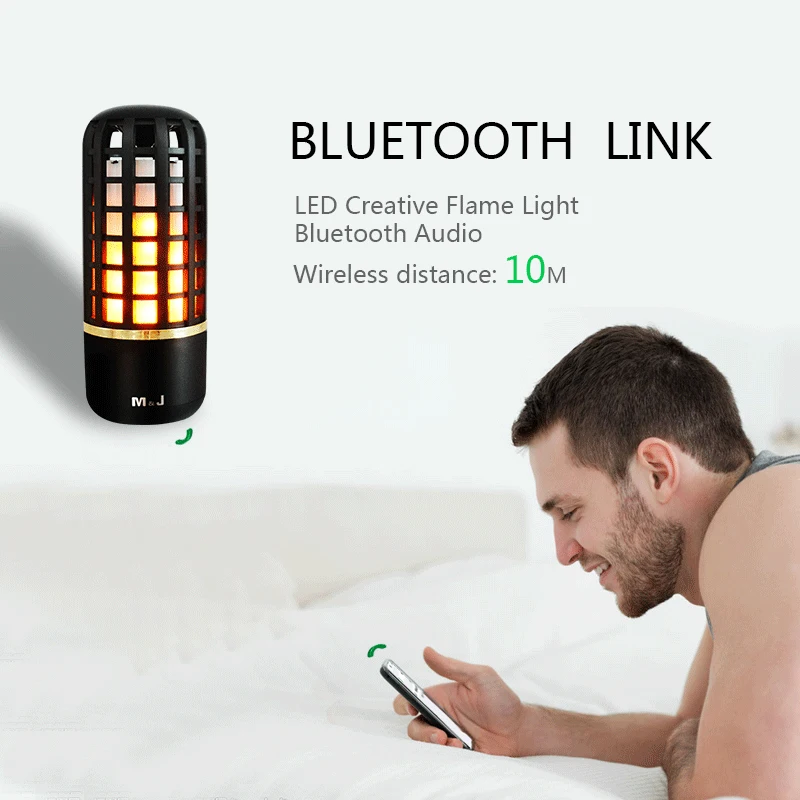 Светодиодные лампы M & J с эффектом пламени Беспроводная Bluetooth стереоколонка