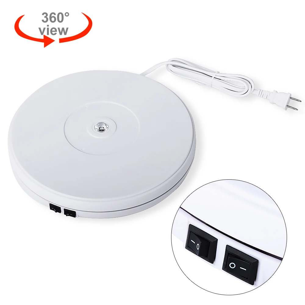

White 25cm LED Photo 360 Degree Electric Rotating Turntable Rotating Display Stand for Photography Jewelry Watch Digital Product
