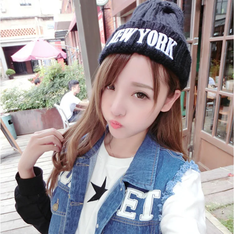 

2017 Sale Winter Hat Trade Knitted Embroidery Letters All-match Pointy Head Cap Trendsetter Hipster Sets Edition Joker Pointed