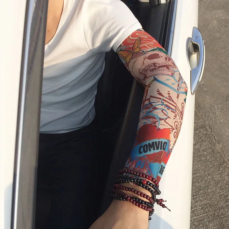 Высокое качество Мода поддельные татуировки рукава временные Книги по искусству татуировки руки теплые чулки солнцезащитный крем длинные