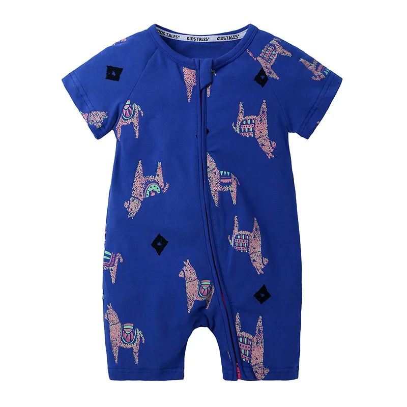 

new born baby clothes summer 2019 Romper short sleeve newborn boy Jumpsuit zipper Animal print costume for 6-24 month