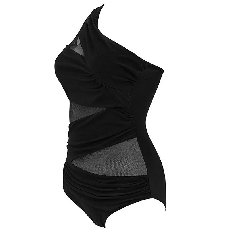 Купальник слитный с пуш ап на одно плечо батальных размеров|beachwear|beachwear plus sizebeachwear