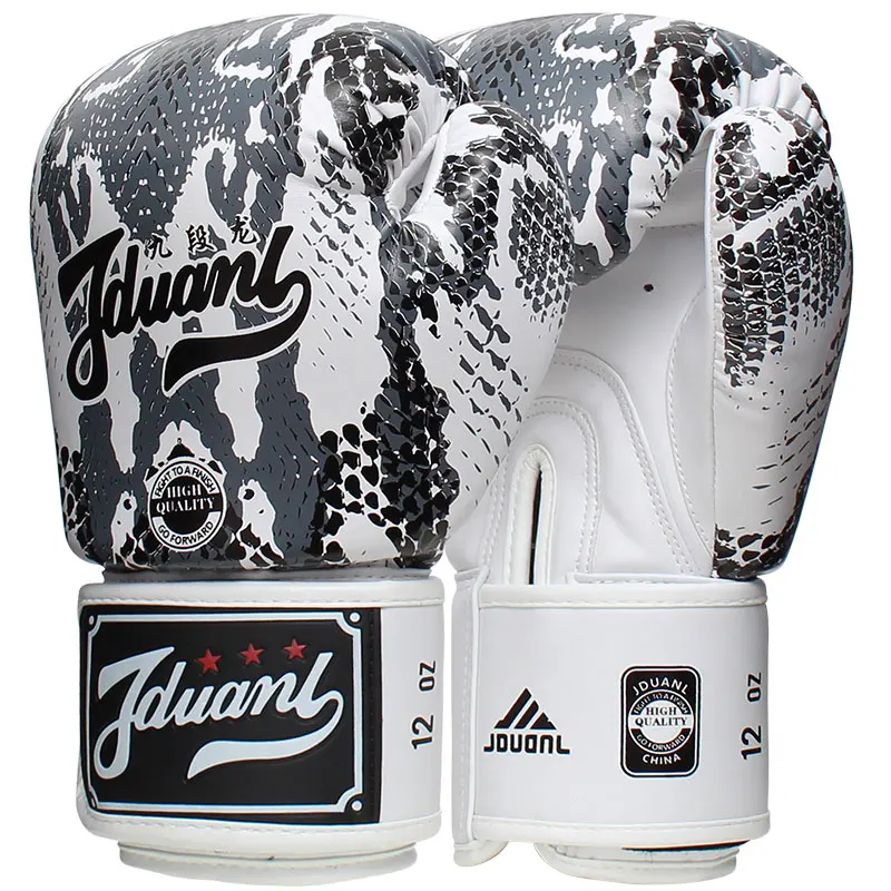 

High Quality Boxing Gloves New 8 10 12 14oz Python Pattern Print Fighting Gloves Sanda Combat Glove Anti-wear Boxeo Guante