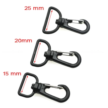 

10pcs Plastic Swivel Snap Hook For Weave Paracord Lanyard Buckles Backpack Straps Webbing 15mm 20mm 25mm Black