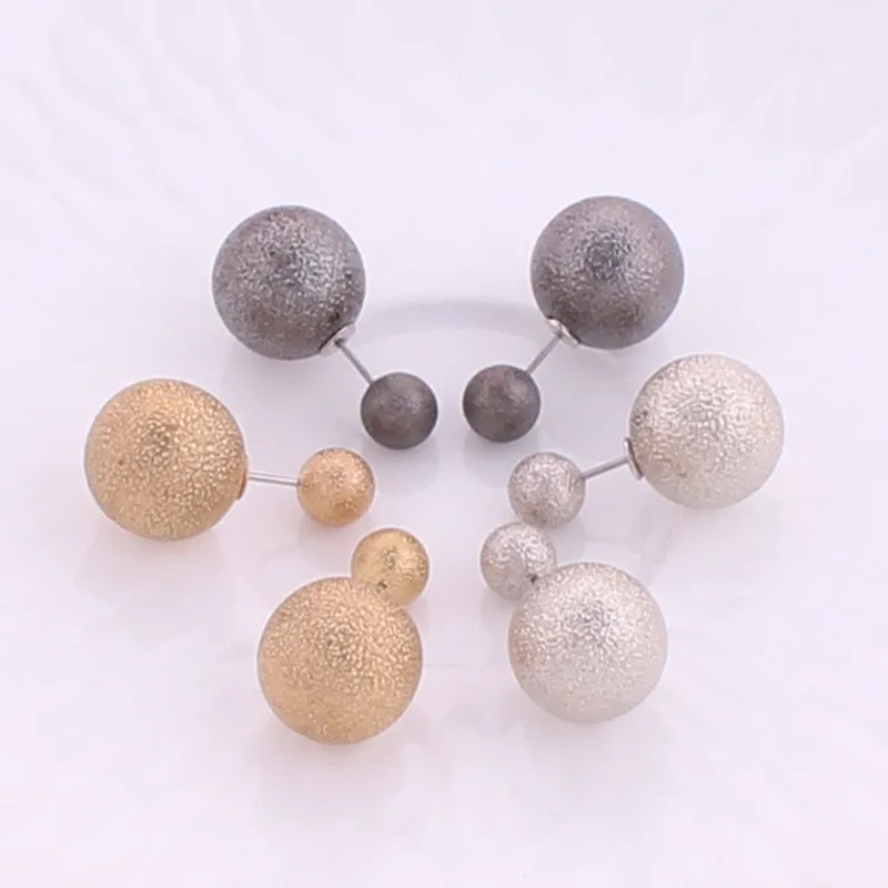 Классические золотые, серебряные, черные двухсторонние серьги-гвоздики с большим жемчугом, уникальный дизайн, женские серьги с шариками в виде морщин