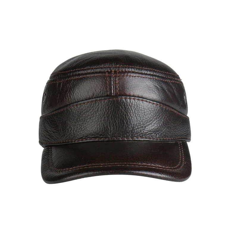 Deep Brown Новинка г. модные плоская крыша армейские кепки Повседневная sun Солнцезащитная шляпа бейсболка из натуральной кожи Кепки для мужчин и женщин gorras - Цвет: Deep Brown