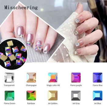 

New 10pcs Flatback Square Crystal 3D Nail Art Decorations 4mm*4mm Charm Shiny Rhinestone Jewelry DIY Manicure Design Accessory