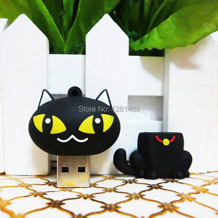 Пластик мультфильм черная кошка U диск Флеш накопитель мультфильм 4 ГБ/8 ГБ/16 ГБ оптом карту флэш-памяти с интерфейсом usb флэш-память флешки мини