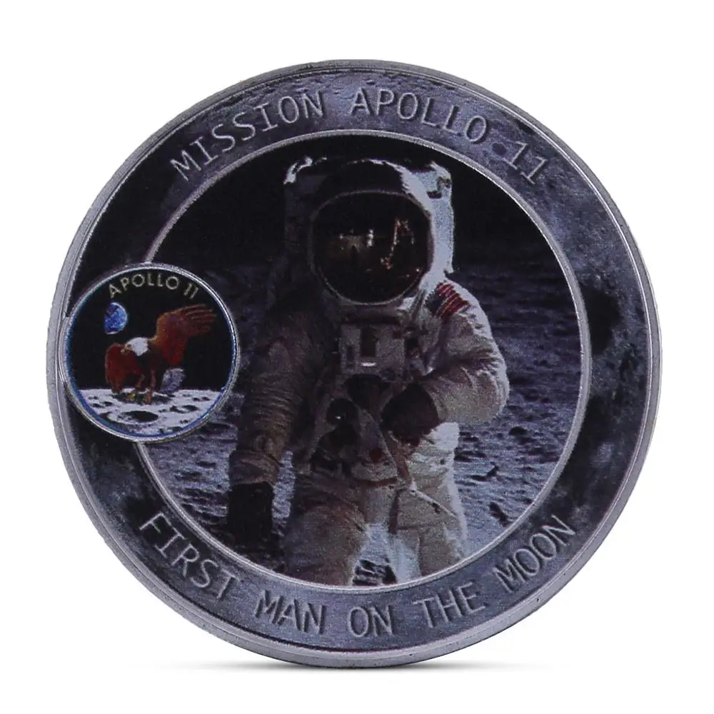 Меркурий Близнецы Аполлон 50-летия памятная монета США космонавты на Луне следа коллекционные монеты Li - Цвет: Светло-серый