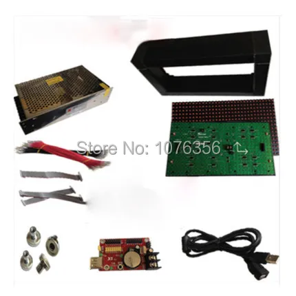 

Free shipping DIY red LED sign 20pcs p10 outdoor red color module+ power supply+controller card+frame+corner+cables