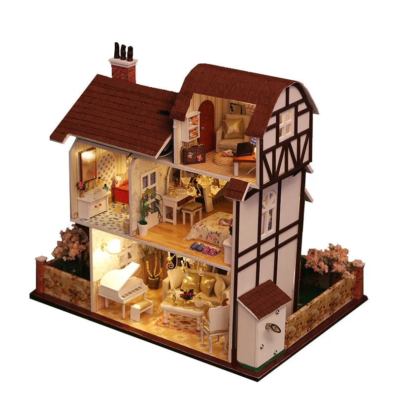 

Doll House Miniature DIY Dollhouse With Furnitures Wooden House perfect conjugal Toys For Children Birthday Gift