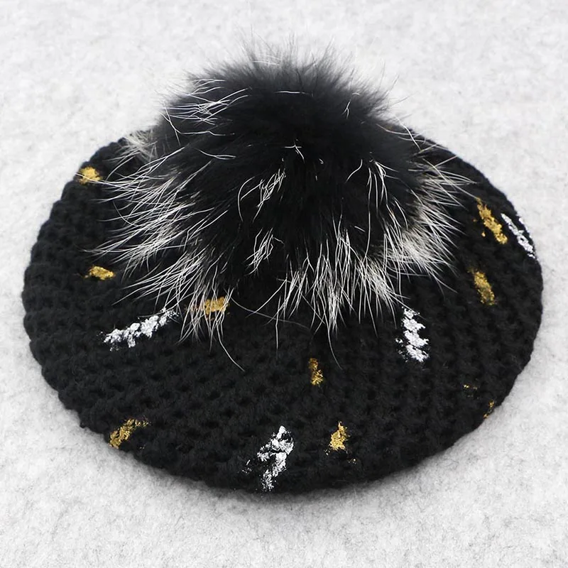 GZHilovingL Толстая теплая зимняя женская шапка мягкий стрейч акрил вязанный натуральная шерсть Pom Poms Beanies шапки женские Skullies Beanies