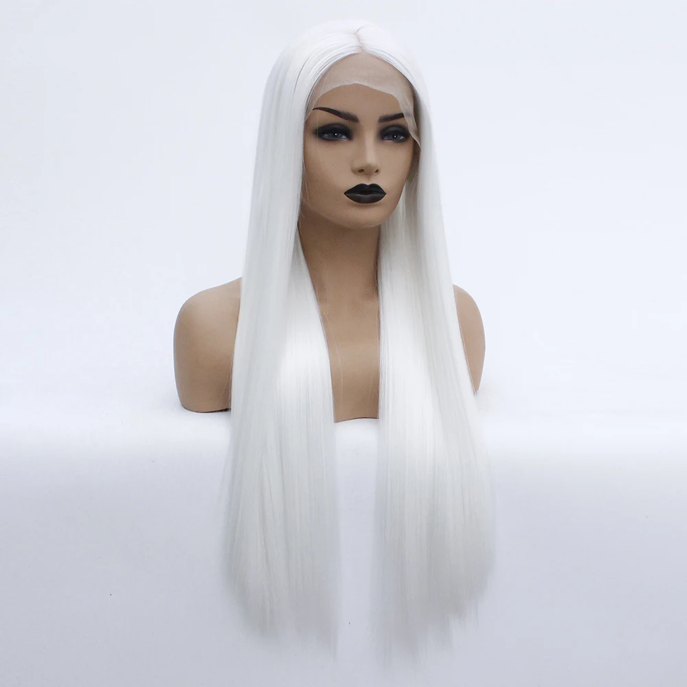 V'NICE длинные Белоснежка синтетический синтетические волосы на кружеве Искусственные парики для Белый для женщин косплэй прямо выс