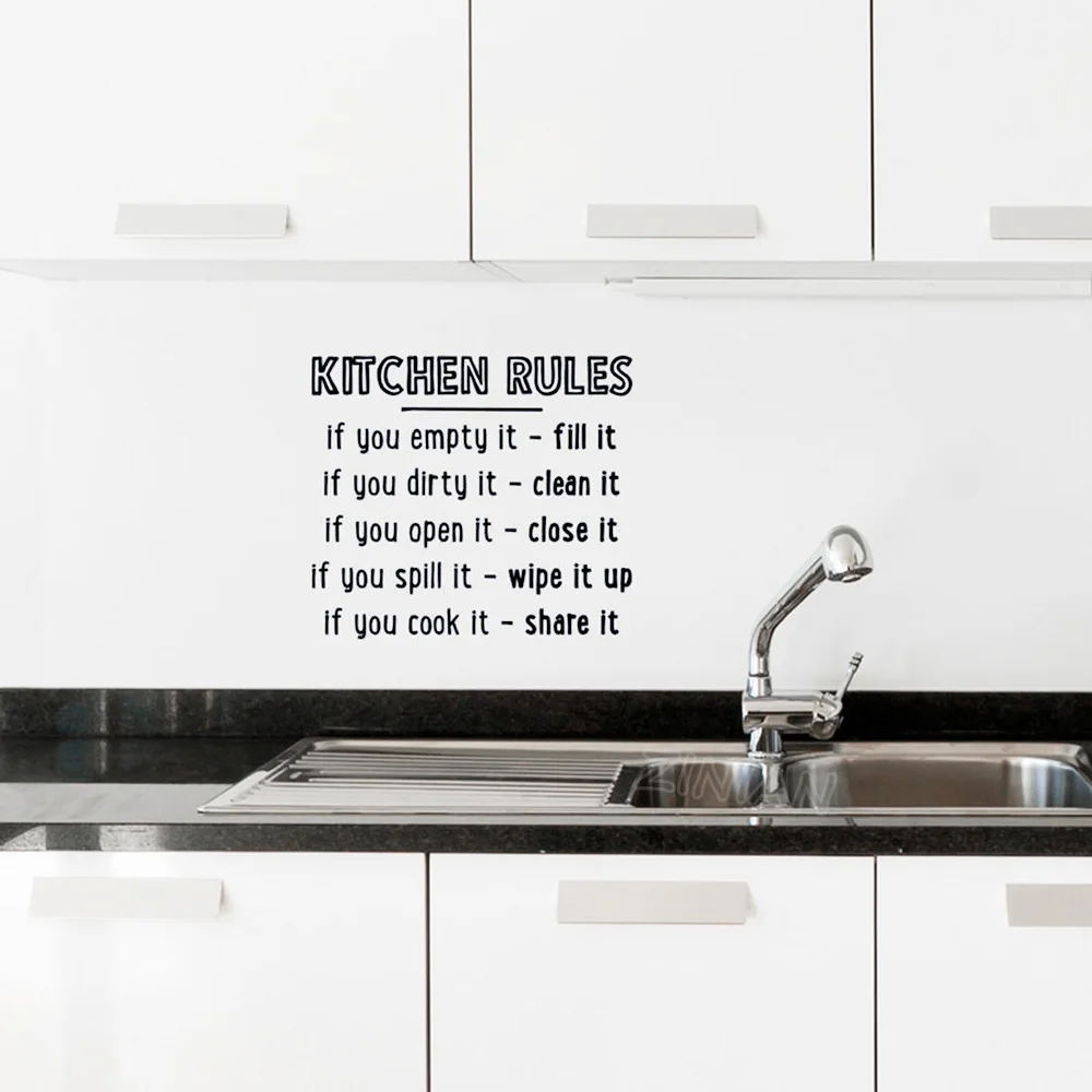 

Kitchen Rules Wall Decal Quote Waterproof Decor Vinyl Wall Stickers for Mom Chef Art Mural Home Wall Decoration Wallpaper Z613
