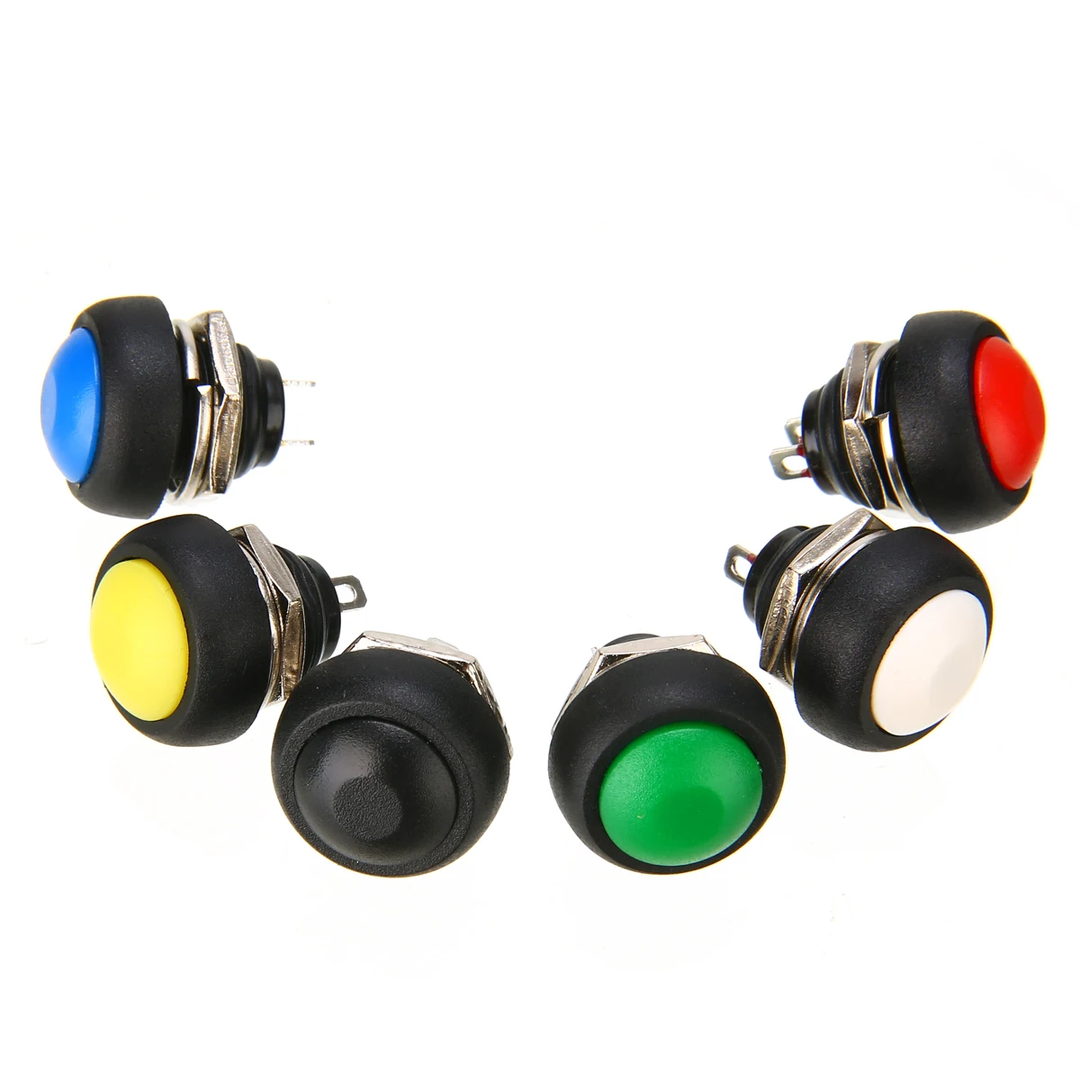 6Pcs/Set Multicolor Momentary ON/OFF Push Button Toggle Switch Waterproof 12mm Mini Round Switches Wholesale