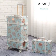 Ретро чемодан на колесиках из искусственной кожи, винтажный чемодан на колесиках, женская сумка для путешествий