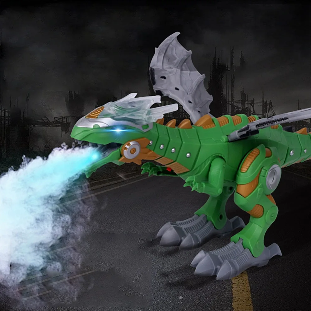 Electric Toy Large Size Walking Spray Dinosaur Robot Breathing With