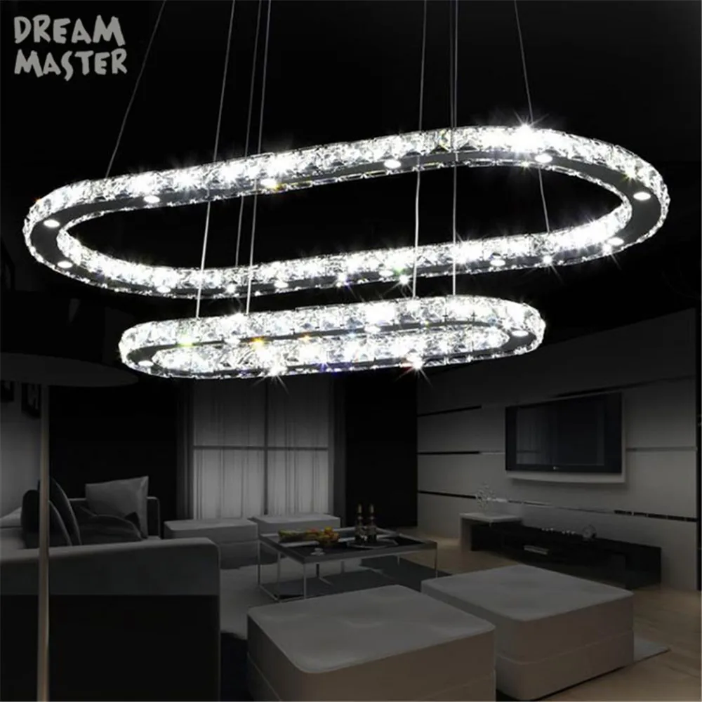 

Modern Led Chandelier oval Circle Ceiling mounted LED Chandelier Lighting For Living room Dining room Kitchen 38W crystal lamp