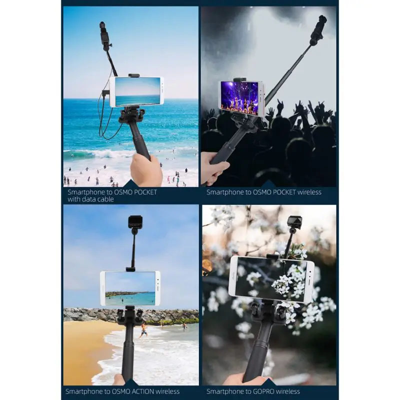 Extension Rod Clamp Mount Bracket Phone Holder Adjustable For OSMO Pocket / Action For Gopro Handheld Gimbal Camera