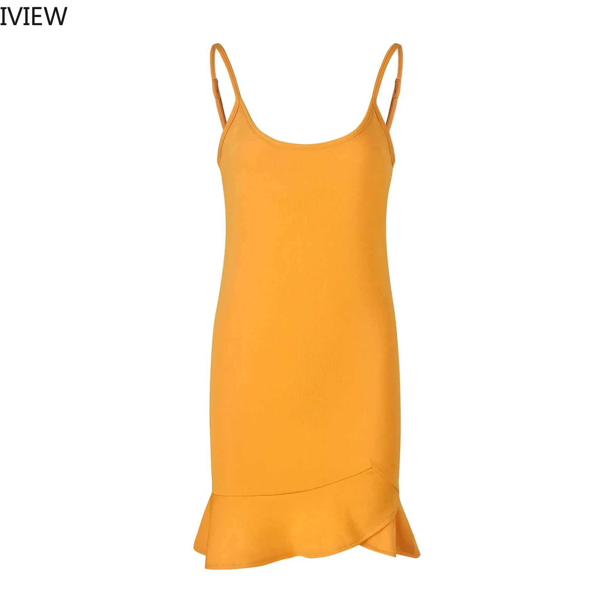 

IVIEW 2019 Summer Beach Short Bodycon Dresses Sling Dress Ruffled Holiday Beach Fishtail Strapless Spaghetti Strap Mini Dress