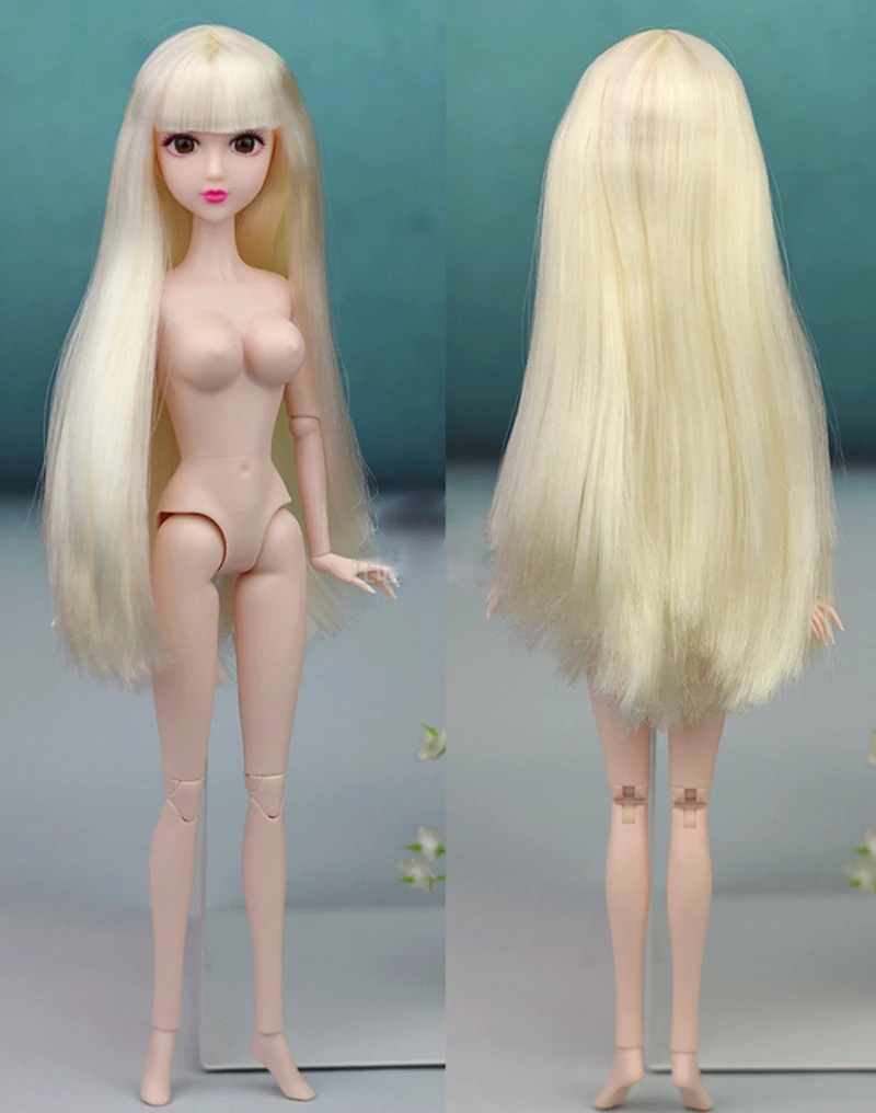 1 шт. 12 дюймов голая подвижная 16 шарнирная кукла DIY с 3D реальными глазами и кукла с длинными волосами голова для 30 см 1/6 BJD кукла девочка игрушка Подарки
