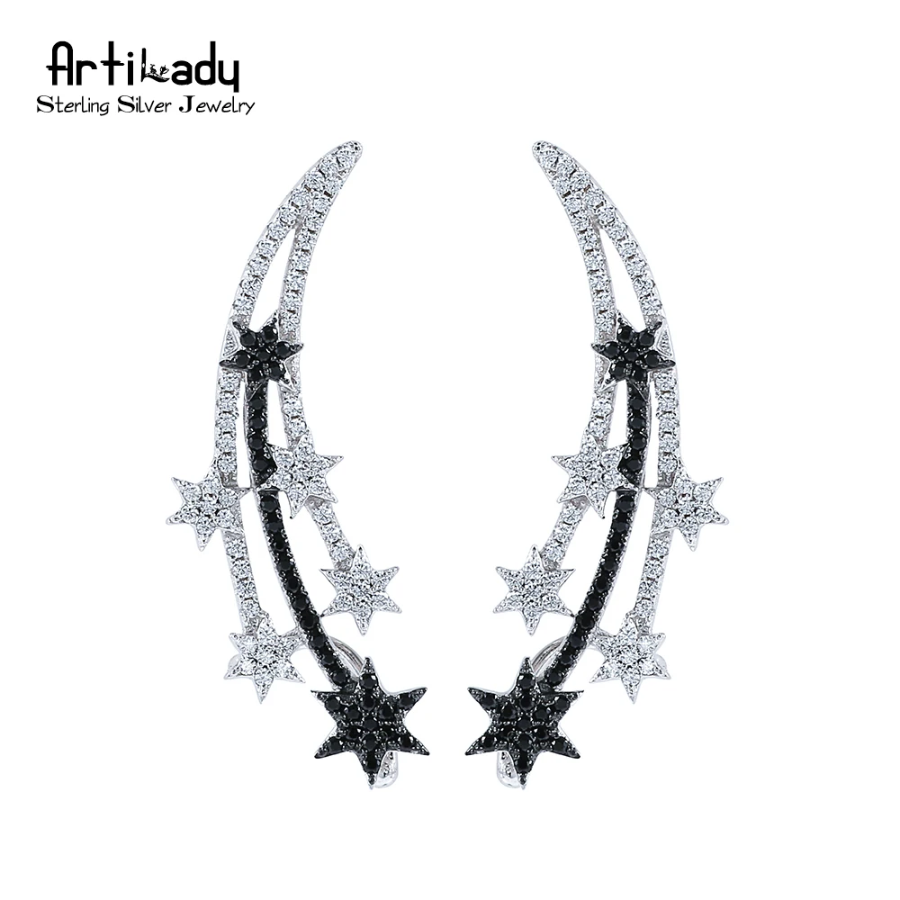 Artilady classic star design 925 sterling silver dangle earrings star with CZ stone drop earrings for women jewelry gift