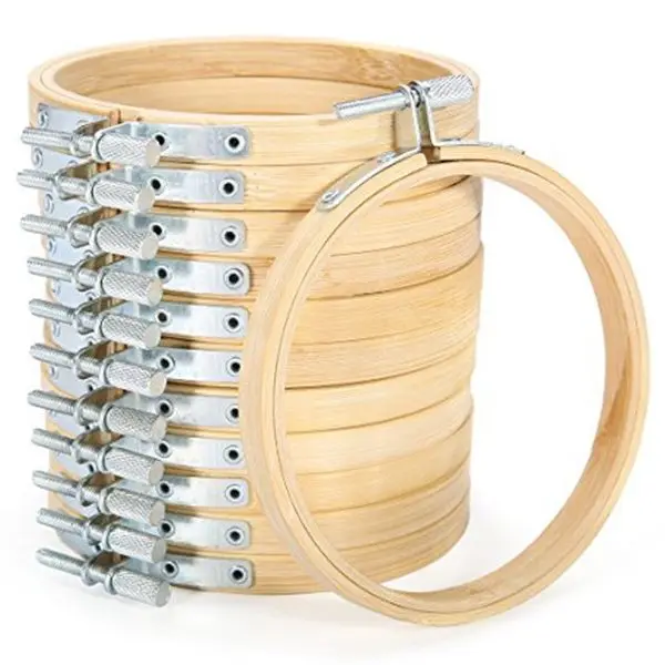 Preise Stickerei Kreis Set Hoops Kreuz Hoop Ring Holz Runde Einstellbare Bambus Hoops für Kunst Handwerk Handlich Nähen kit (12pc 4 zoll)