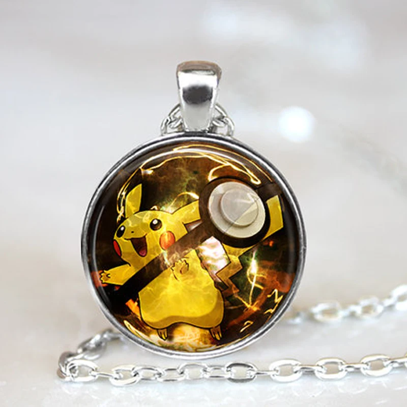 Покебол PIKACHU ожерелье/27 мм круглая подвеска с покемоном винтажное ожерелье Collier