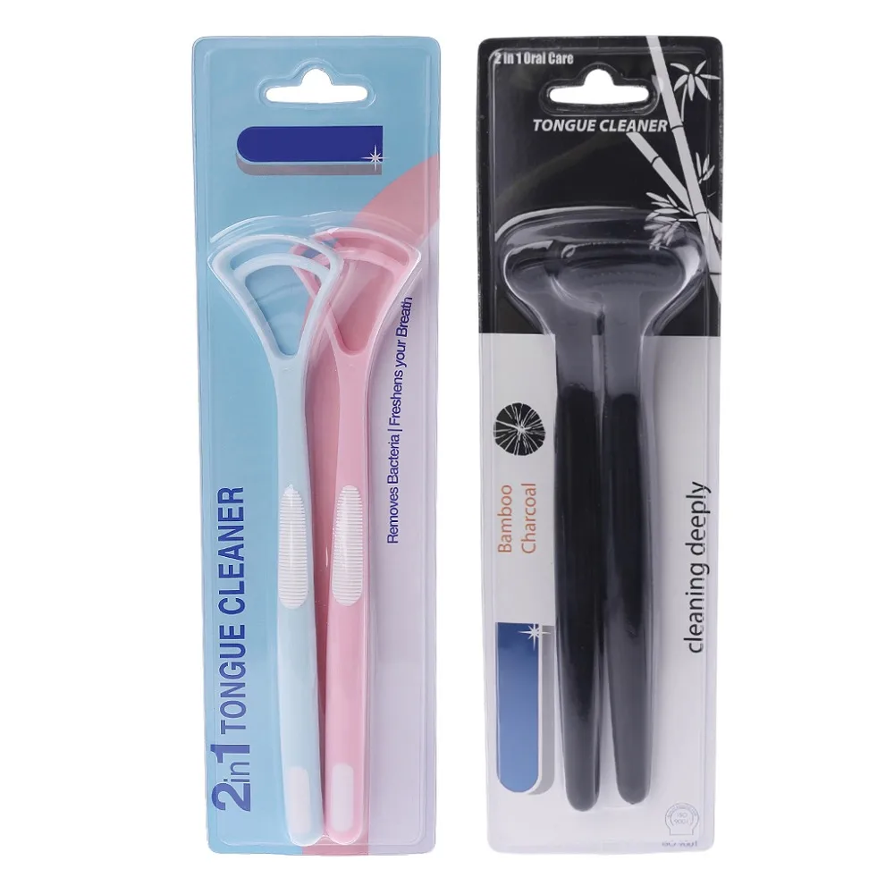 Raspador de Língua 2x de Plástico Língua Mais Limpo Dental Care Higiene Oral Boca Ferramenta 4 Cheap Escovas de dentes