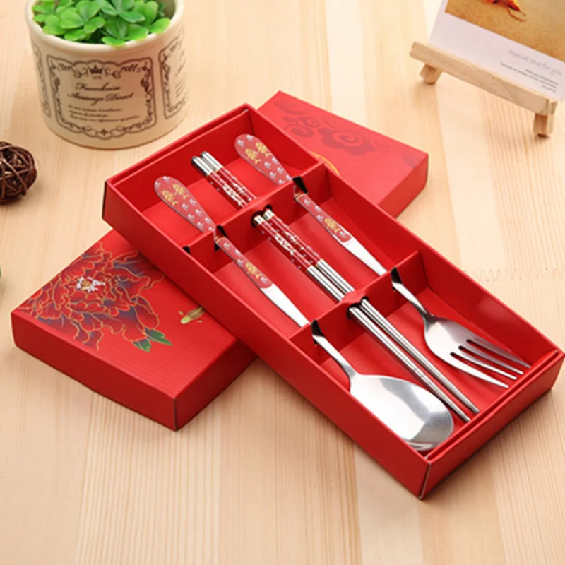 Dinnerware set Tableware 3pcs/set Stainless Steel Travel Tableware gift